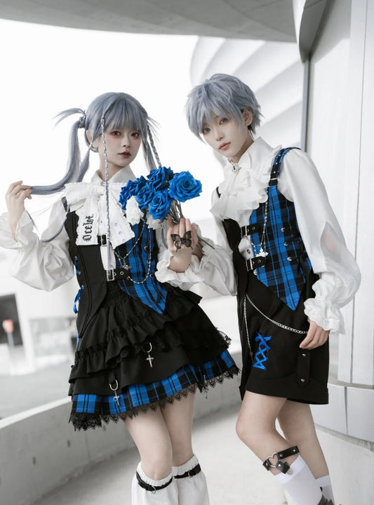 スーツセット チェック ベスト パンツ スカート シャツ プリンス