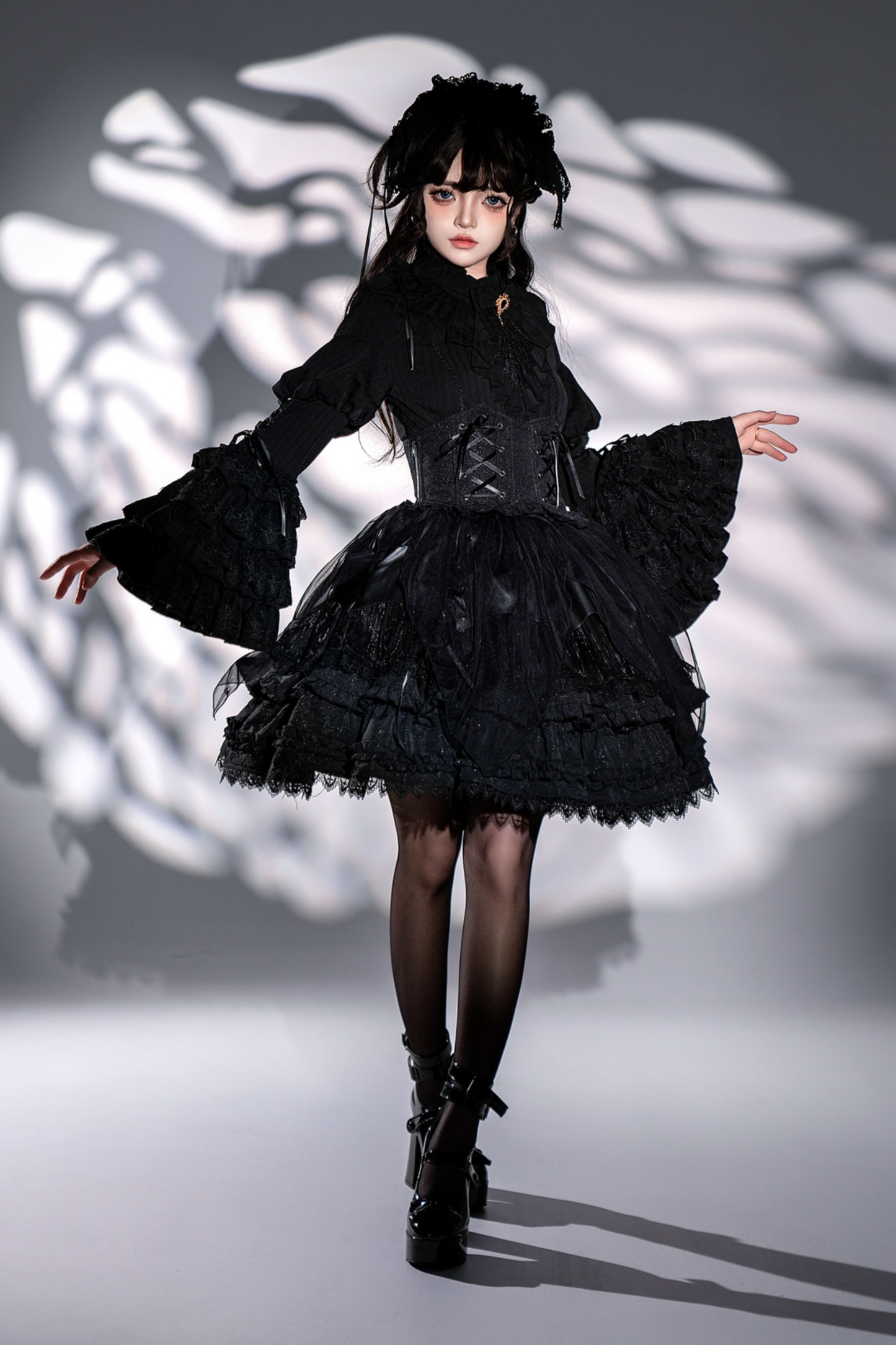 グッドエビルロリータゴシックジーシャツ＋フレアスカート＋ウエストベルト