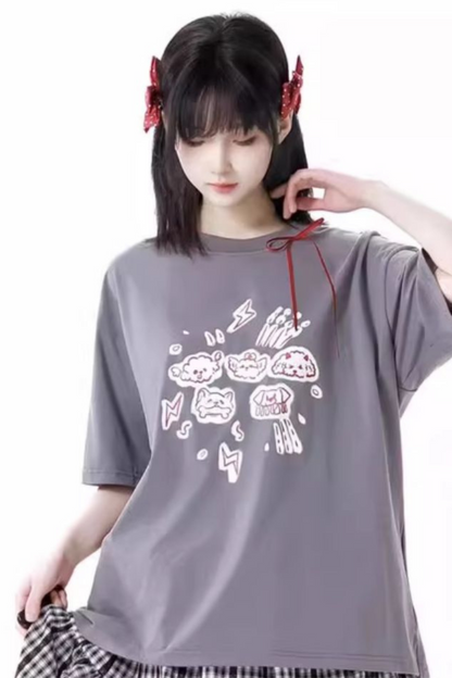 スカート + グラフィティTシャツ ビッグチェックスイング