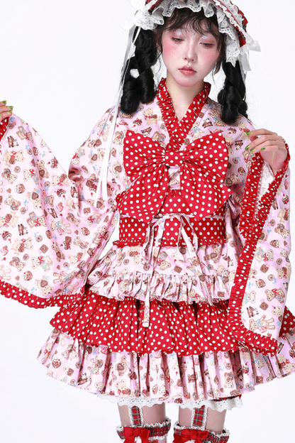 レトロポップな着物ロリータトップス