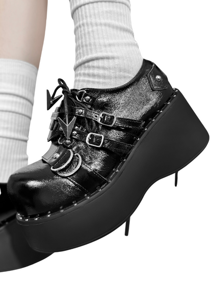 Black Hot Girl Platform Crack Punk Shoes
