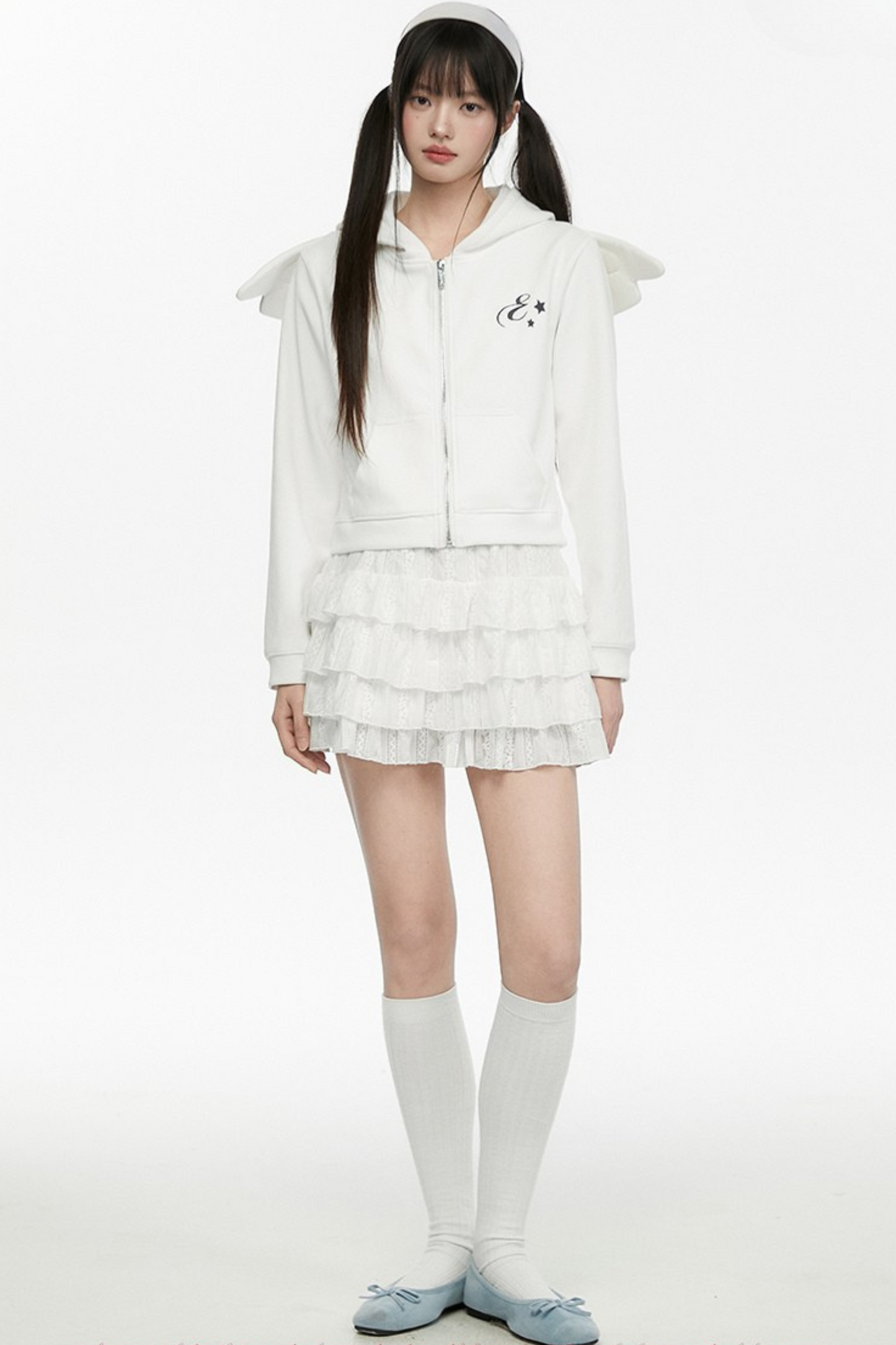 White Wings Kapuzen-Engel-Hoodie kurz