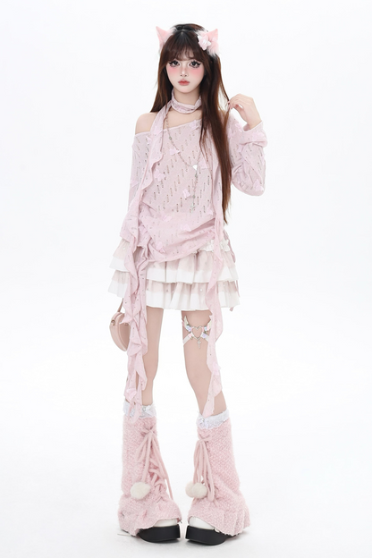 ロマンチックなメッシュガーリートップ