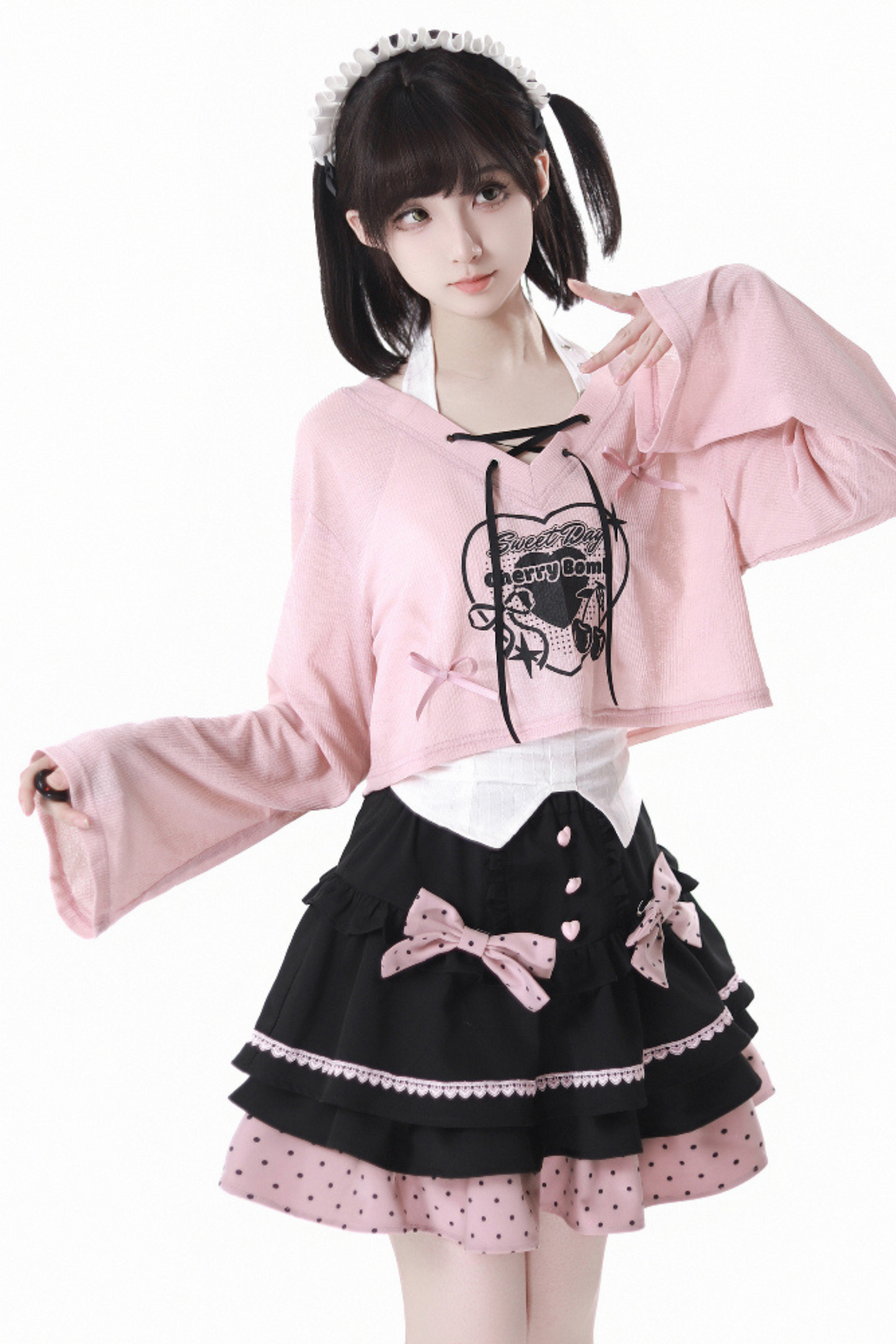 Neckholder-Rock mit Berry Cake-Band, French + Camisole-Top