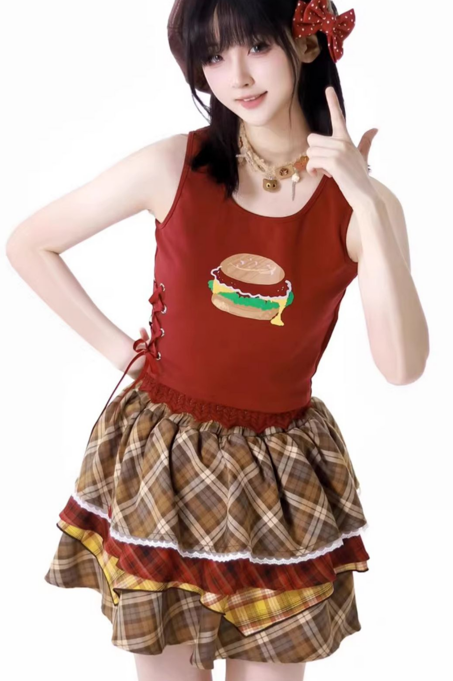 トップケーキ オーバーシャ​​ツ ノースリーブスカート +