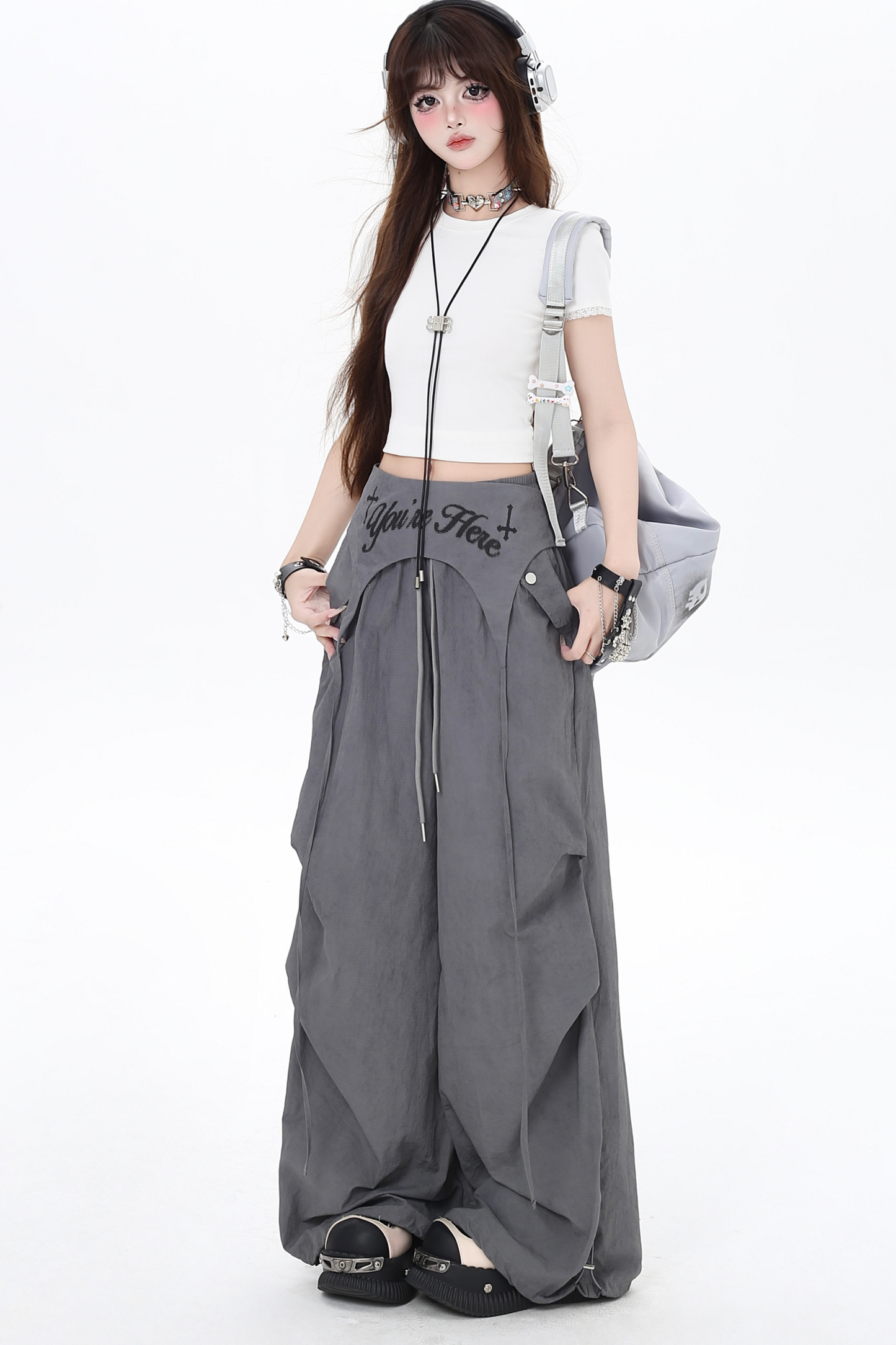 女の子用カジュアルウエストハイスパイスパンツ