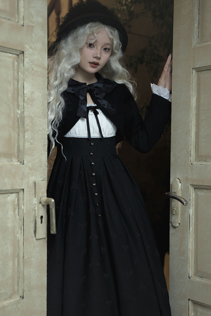 プリンセスブラックジャンパースカートロリータトップレディ+クロップドサイレント