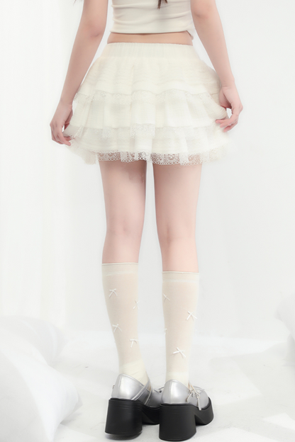 Rock Flare Süße Weiße Spitze