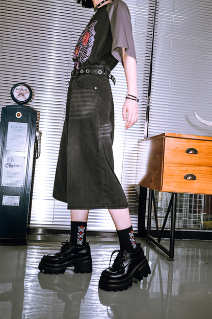 パンツ ハーフアッシュ ブラックデニム