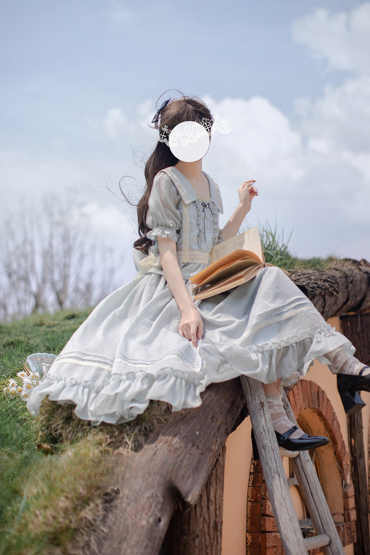 Kragen Französisches Kleid Ice Retro Big