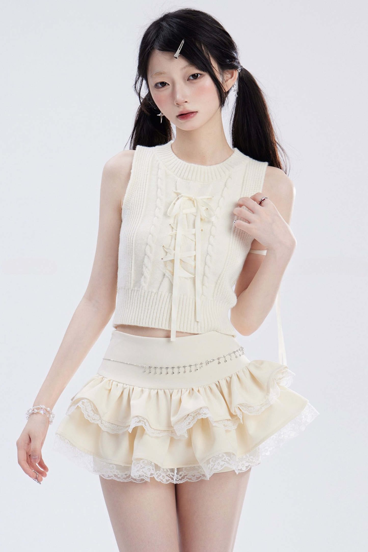 ハイスカート フーディー クロススパイストップ スウィート+ウエスト ミニチューブ クール