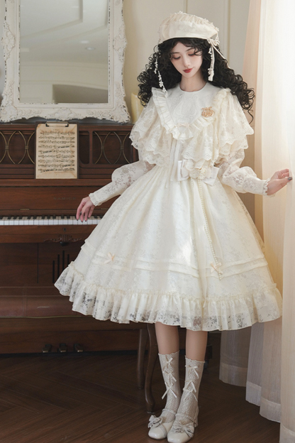 Schal Weißes Kleid Lolita Spitze Sweet Cracolor +