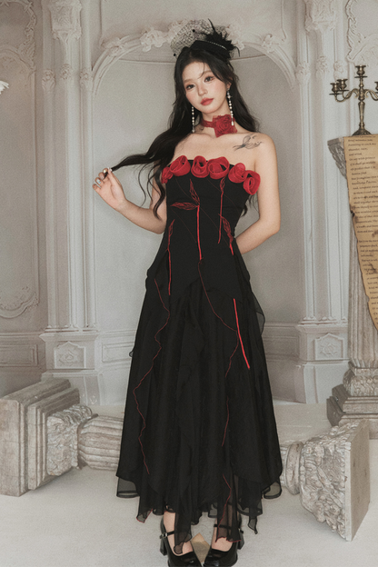 ビスチェ + クラッシュヘビーローズスカート