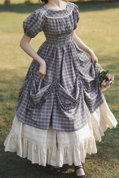 チェックレトロワードロリータペチコートドレスフォレスト+