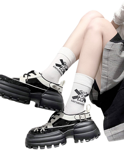 Checkerboard Punk Platform Shoes
