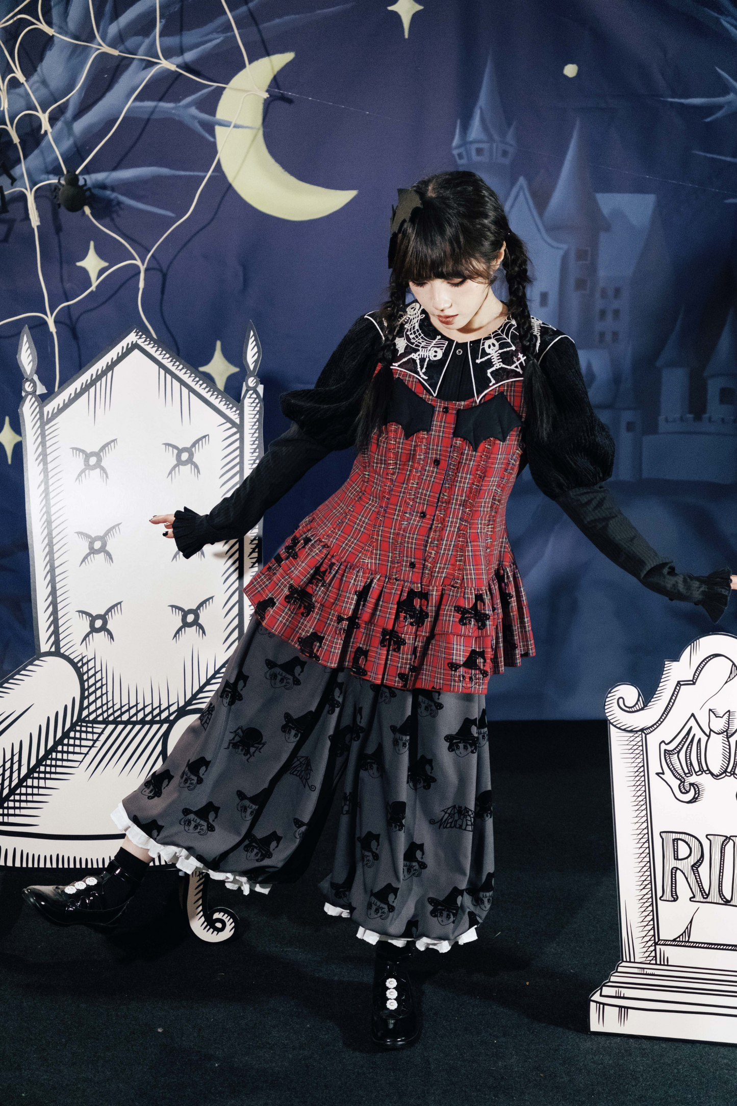 ドラキュラチェックノースリーブトップス