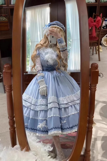 Stickerei Reservierungen Lolita Süßes Kleid Blau