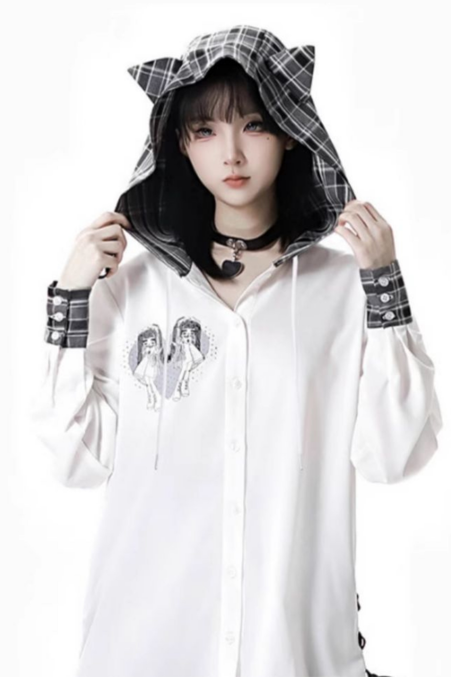 Halbes Oberteil, Hose, Hemd mit Kapuze + Karomuster