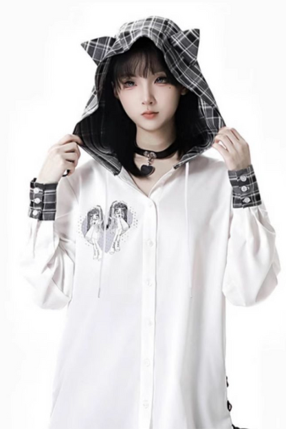 Halbes Oberteil, Hose, Hemd mit Kapuze + Karomuster