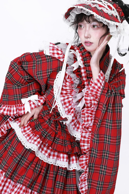 着物風レトロチェックトップス