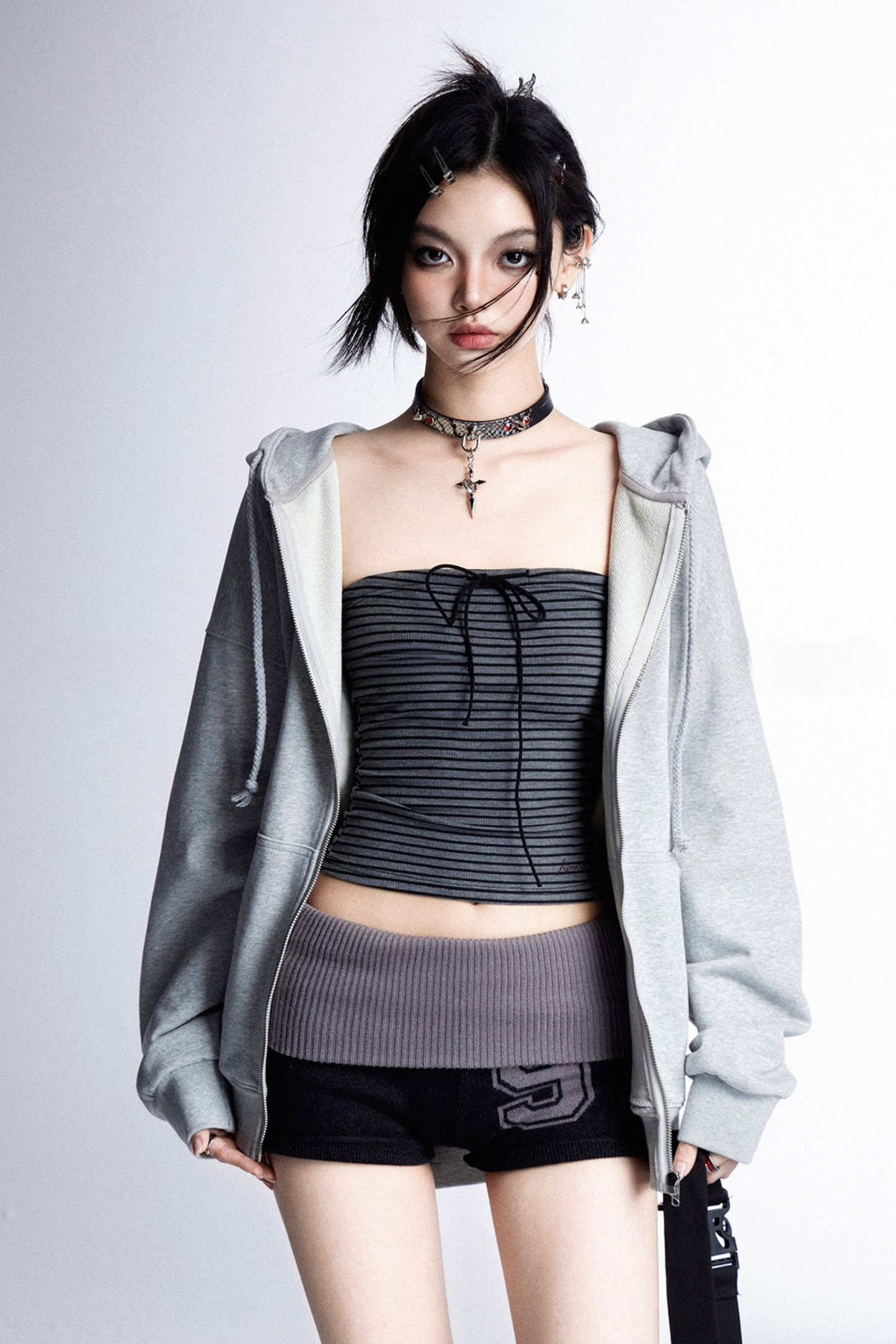 リボンアメリカンストライプストレッチベスト+トップチューブ