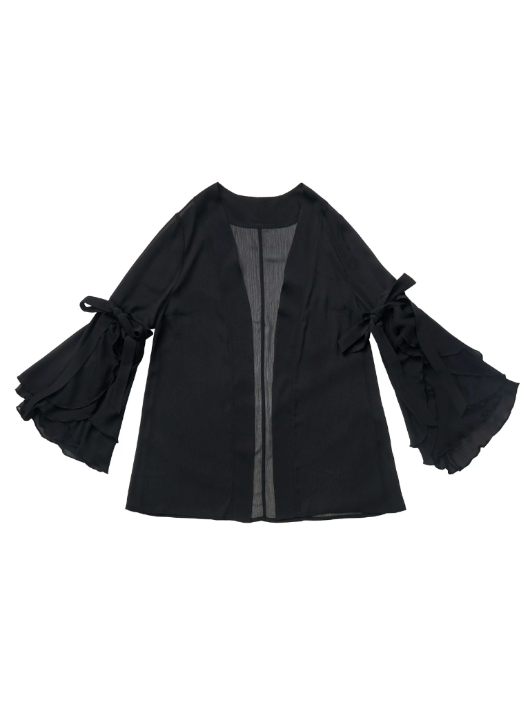 シャツトップドレス カリグラフィー シフォンサスペンダー シフォンスカート