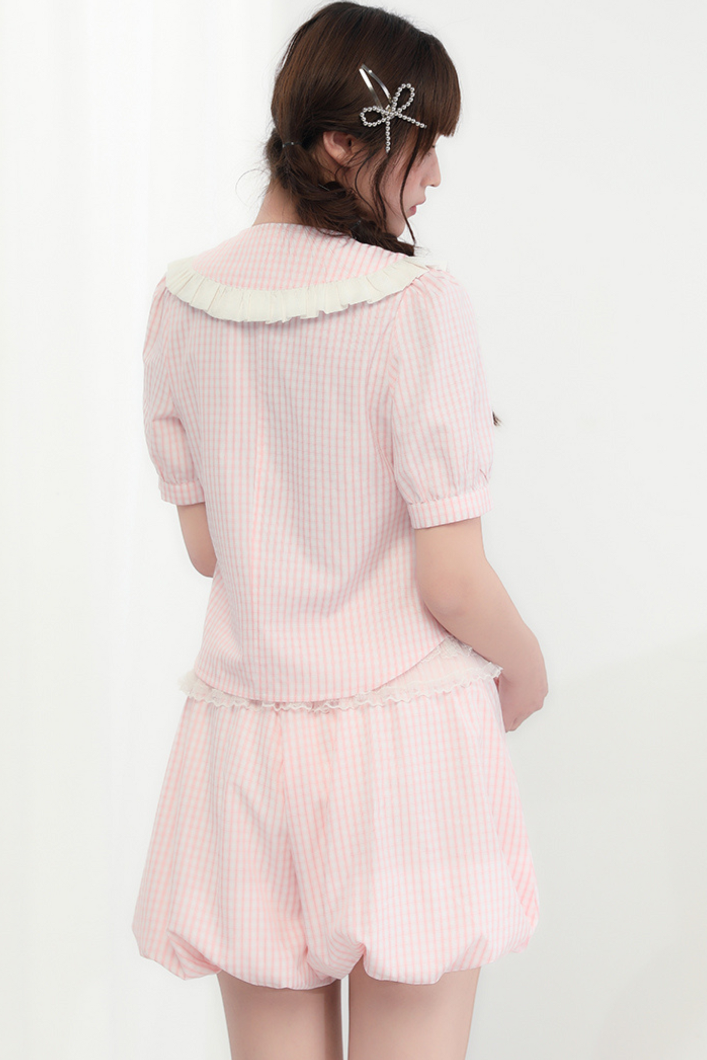 gestreifter Spitzenpuppenballon Peachy + Oberteilhose Bubbles