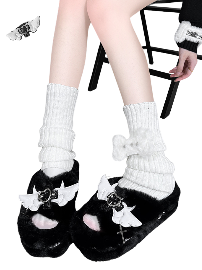 Plateau-Hausschuhe aus Fell DeVille Shoes Angel