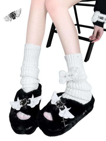 Plateau-Hausschuhe aus Fell DeVille Shoes Angel