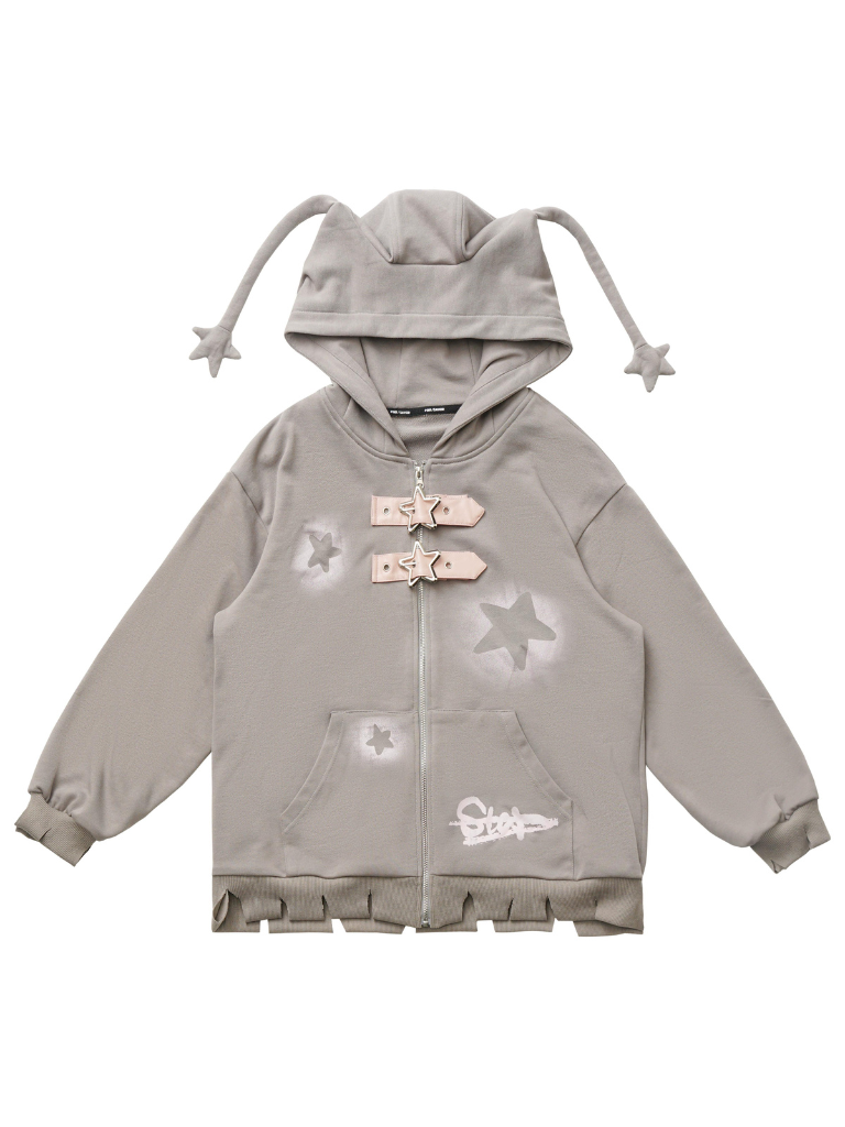 スターアメリカンプリント ルーズジップパーカー + イレギュラースカート + レッグウォーマー