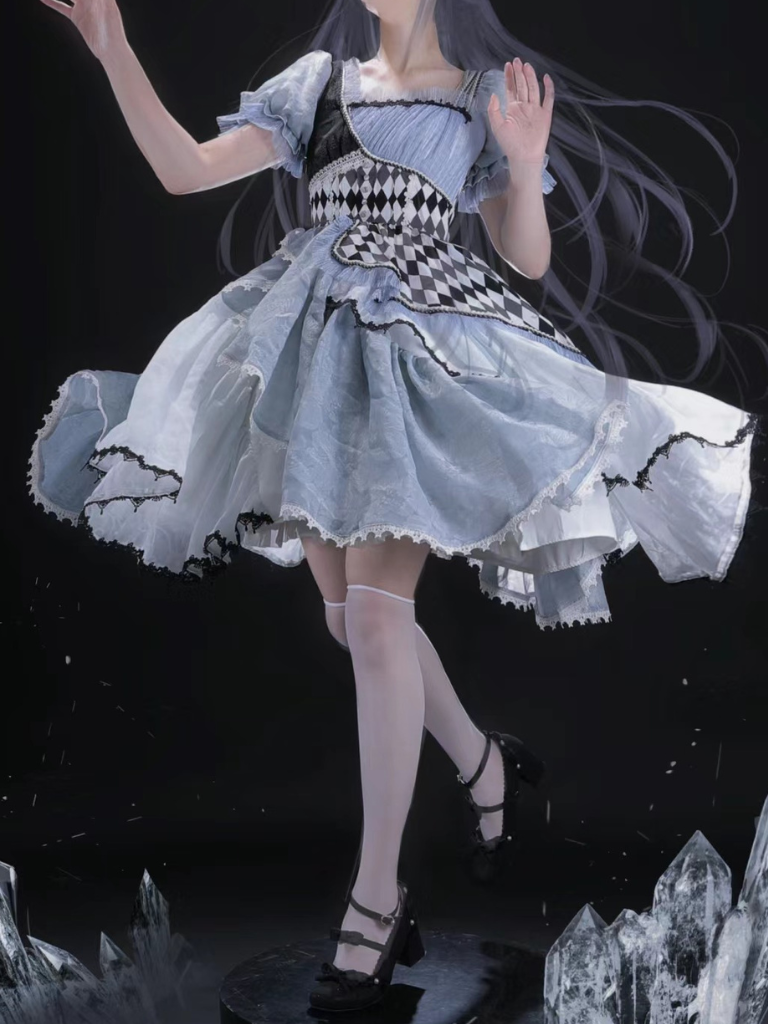 不思議の国のアリス アシンメトリーチェックドレス