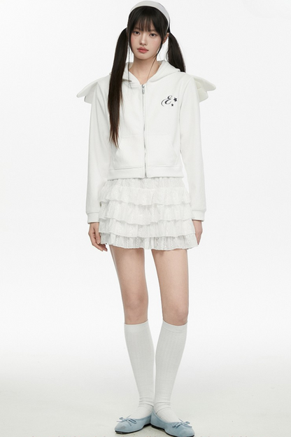 Angel White Wings Kurzer Kapuzenpullover mit Kapuze