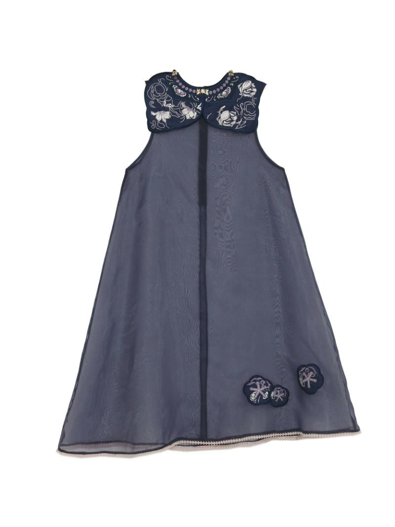 Bell-sleeved Shirt + Shoulder Tulle Bag Skirt Layered Set-up Ribbon Dress Chinese