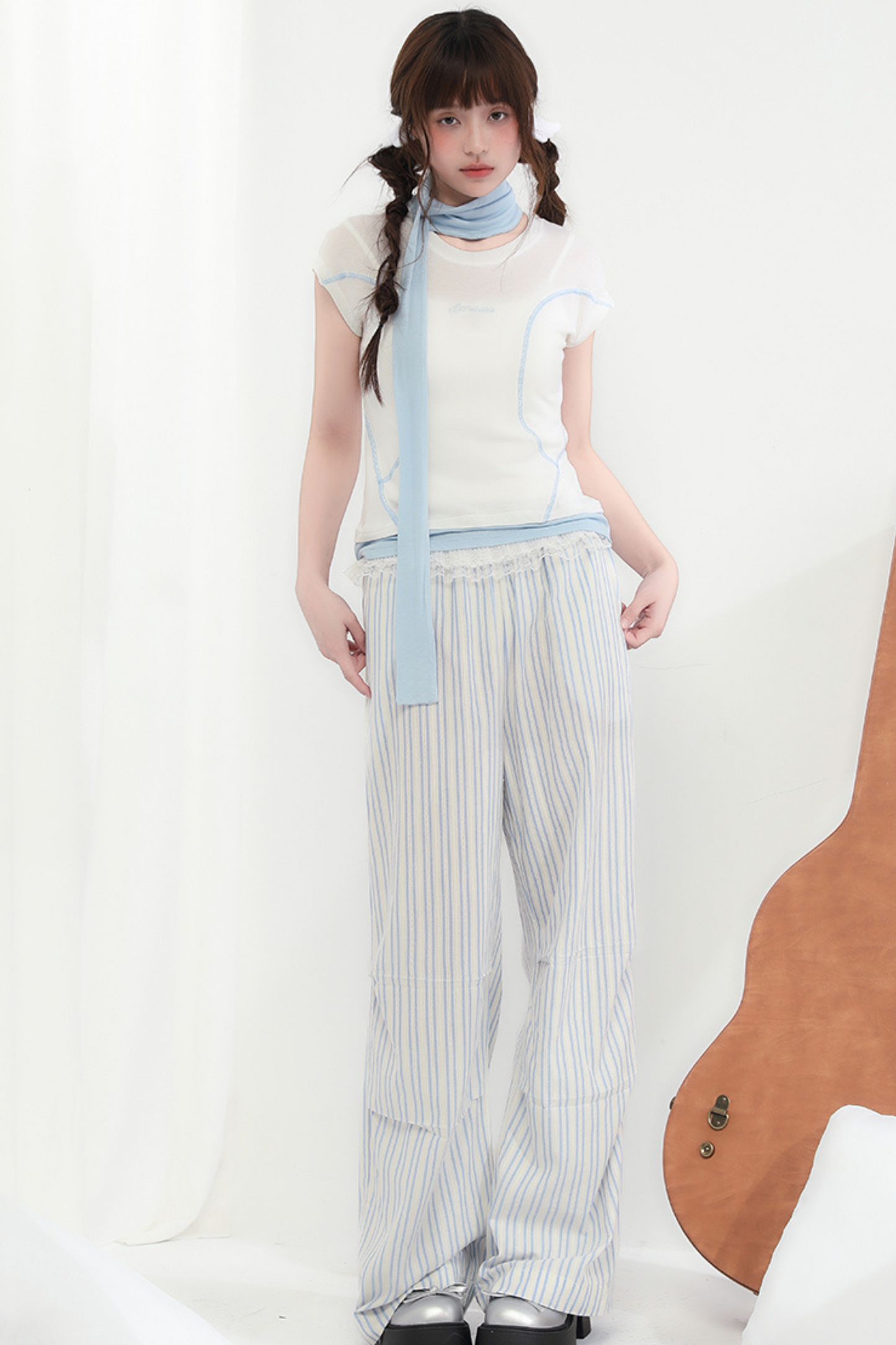 Hosen Gestreift Weit Locker Trend