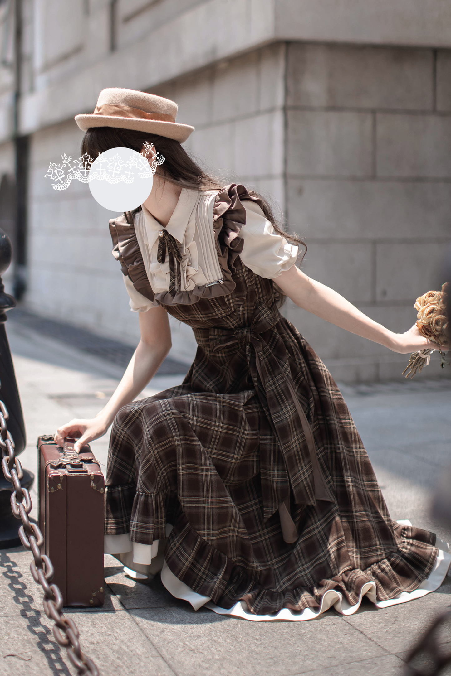 Ribbon + Retro Dress Check Tie Flared