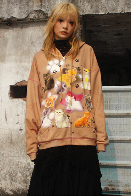 Buntes Sweatshirt Spray Cat Art