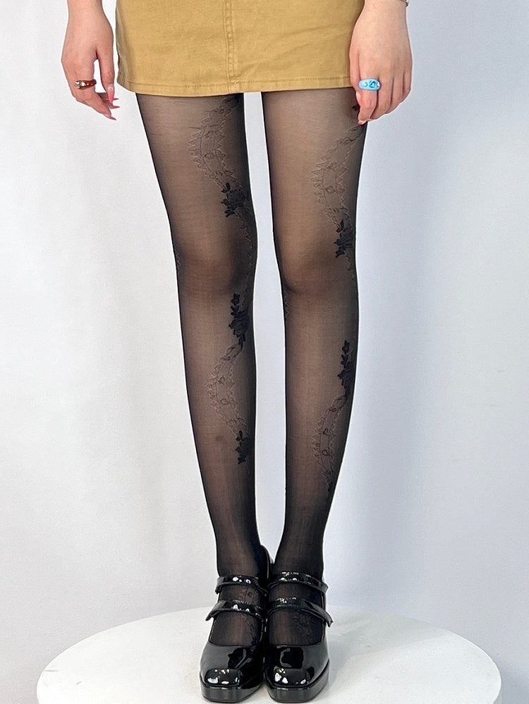 4 Color Options Rosette Pattern Tights