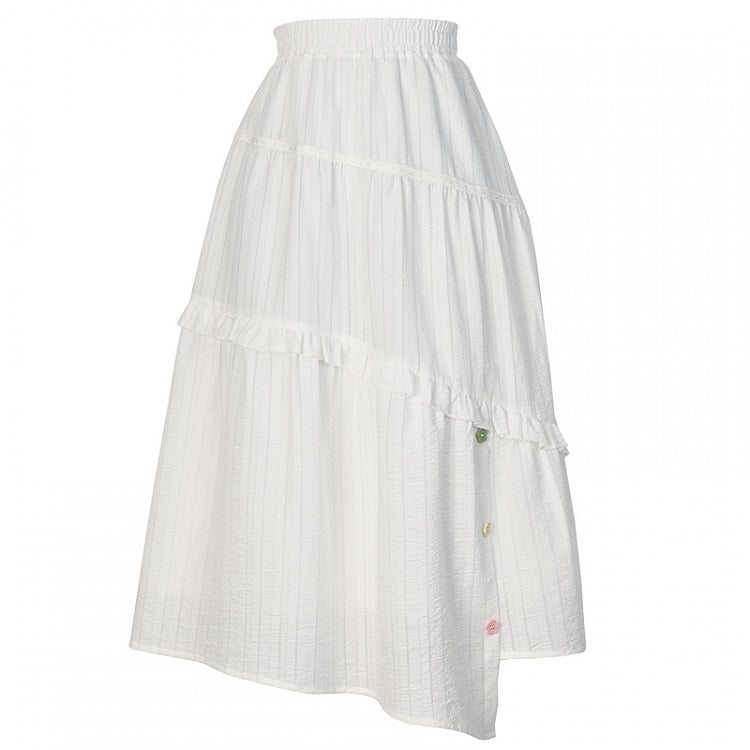 ホワイトアシンメトリーヘムスカート