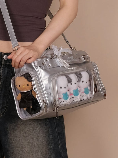 Silver Window Embroidery with Bag Letter Ita Display PU