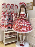 Sweet and Strawberry Print Lolita Dessert Dress Red