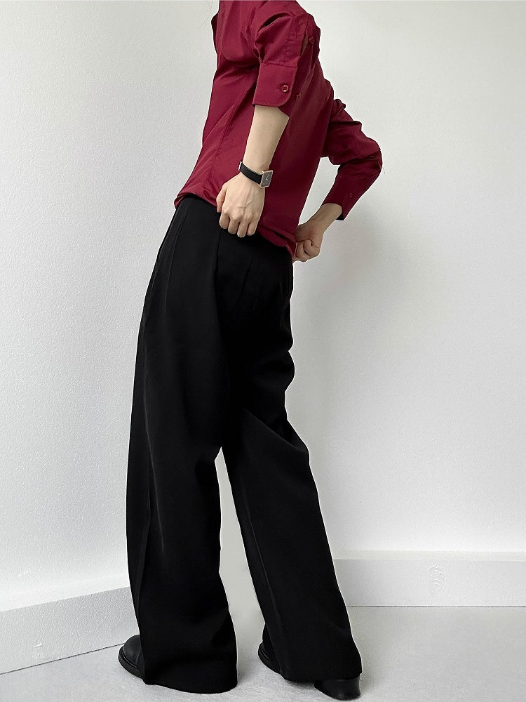 Shirt Unisex Pointed Front Collar Wine Cuff with Ouji Red Lolita Button