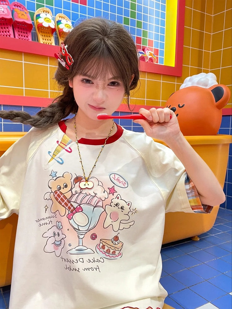 Details Pin Beige Cartoon Dessert Print