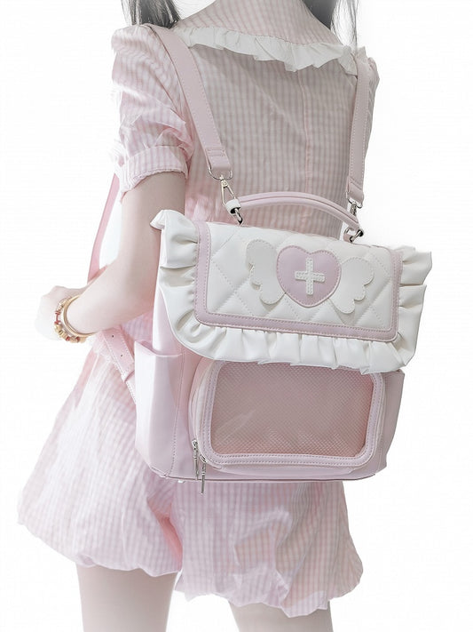 Wing Jirai Heart Accents and Pink Bag Ita Kei Flip-Flop with Style Angel White