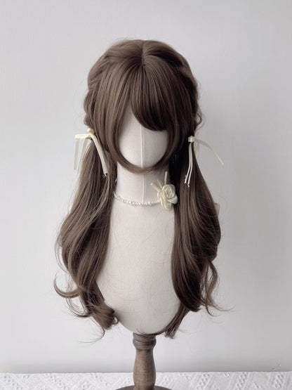 Full Wavy with Long Wig Light Brown Bangs 70CM
