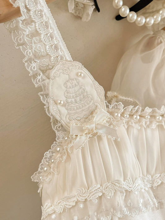 Brosche Bestickt Creme