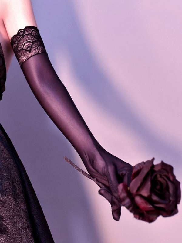 Lace Trim Gothic Punk Gloves
