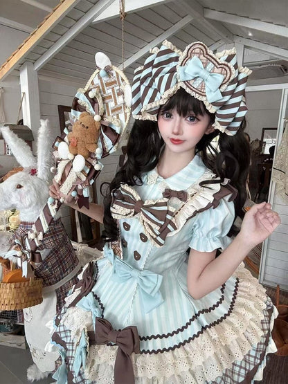 Lolita Design Big Bow with KC and Striped Bear Theme Cookie