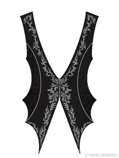 ブラック王子ロリータゴージャスディテールウエストコート