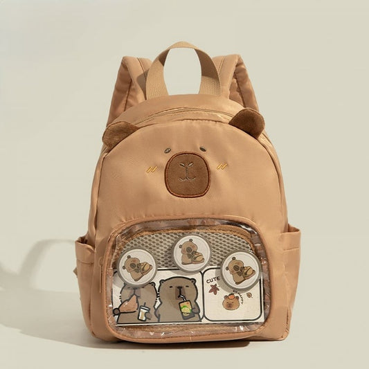 Kawaii Ita Embroidery Capybara Decorated Backpack with