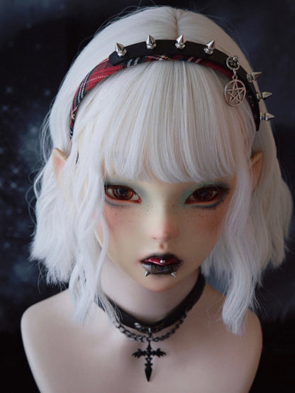 Design Plaid KC Pentagramm Schwarz Charme Rot Muster Und Nieten Mit